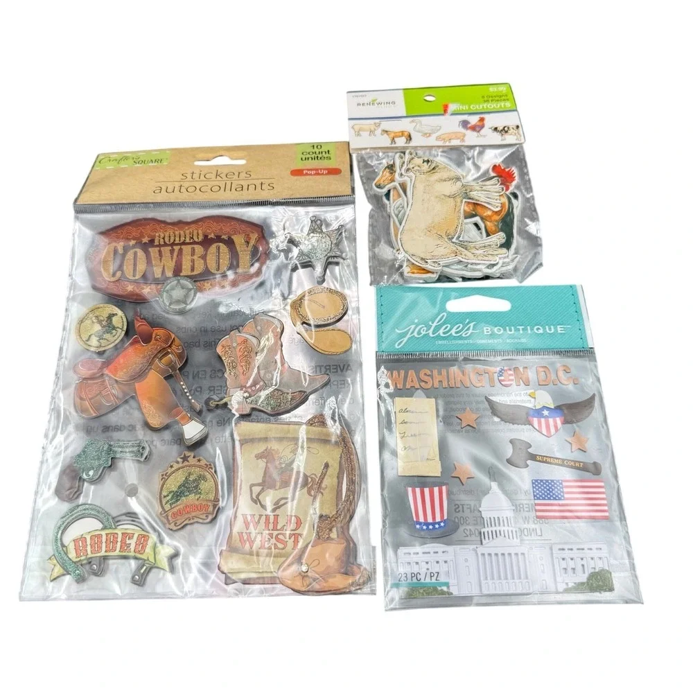 Craft Sticker Lot Jolee's Boutique Washington DC Rodeo Cowboy Farm Animal